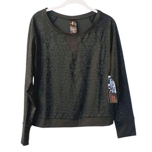 NEW Studio By Capezio Black Florentina Crew Long Sleeve Dance Top Size Medium